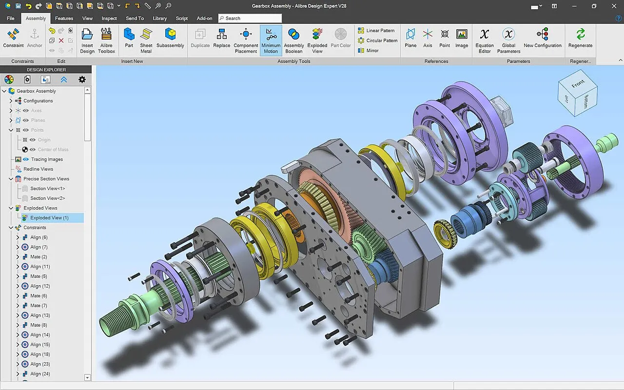 A transmission engineered using Alibre Design software highlights advanced 3D modeling capabilities