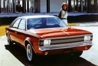 AMC Cavalier concept car showcasing interchangeable body panels and symmetrical design in 1965
