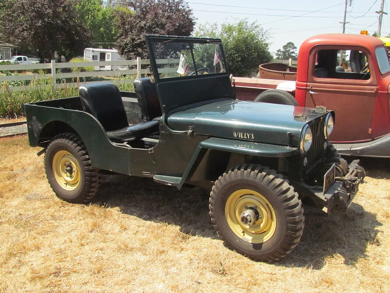Classic Jeep CJ vehicles parked outdoors representing decades of American off-road history and automotive design