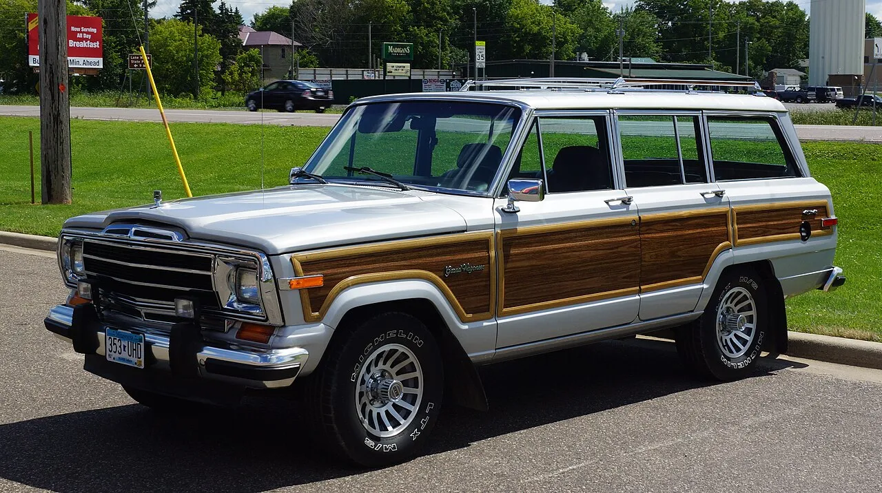 Classic Jeep Wagoneer SJ showcasing its legendary woodgrain paneling and luxury design