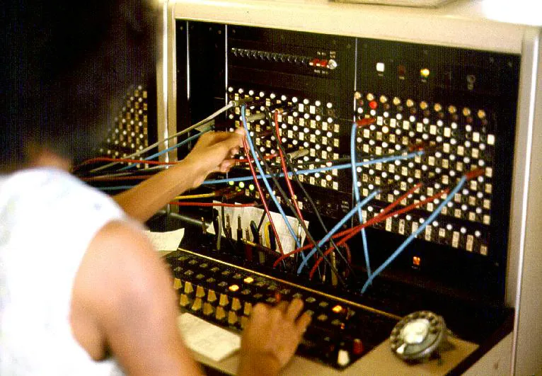 Evolution of telephone exchanges from manual switchboards to digital networks