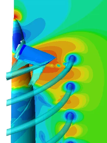 Digital rendering of an isosurface model used in computer graphics visualization