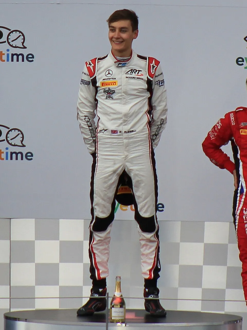 George Russell celebrates championship victory in the 2017 GP3 Series season