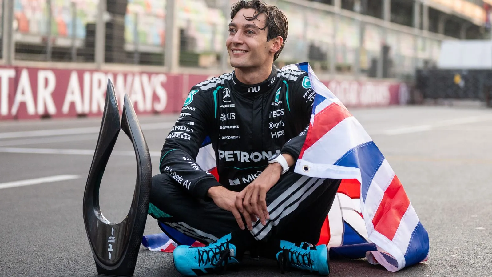 George Russell celebrates dominant Azerbaijan Grand Prix victory in Baku