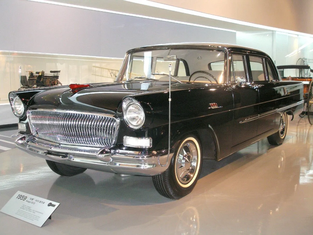 Hongqi CA72 luxury sedan on display highlighting China's automotive heritage