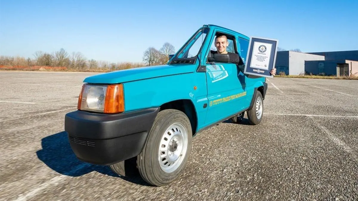 Italian mechanic Andrea Marazzi creates the world's narrowest car using a modified first-generation Fiat Panda