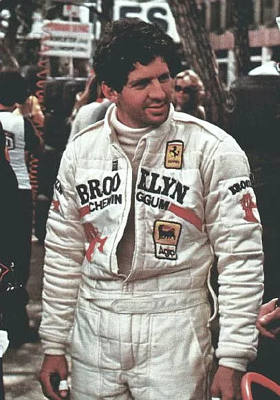 Jody Scheckter celebrates his legendary 1979 Formula One world championship victory with Ferrari