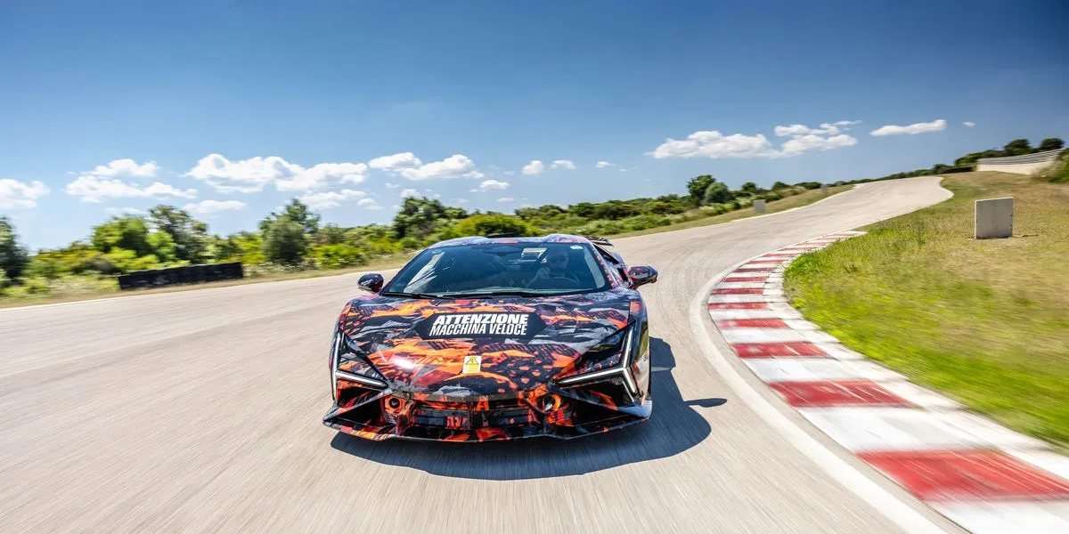 Lamborghini Revuelto SV prototype showcases extreme aerodynamic upgrades and hypercar performance at Nardò