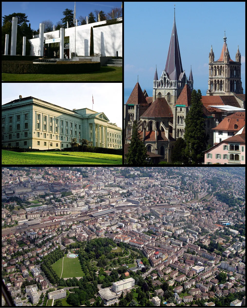 Scenic view of Lausanne showcasing its unique topography along Lake Geneva
