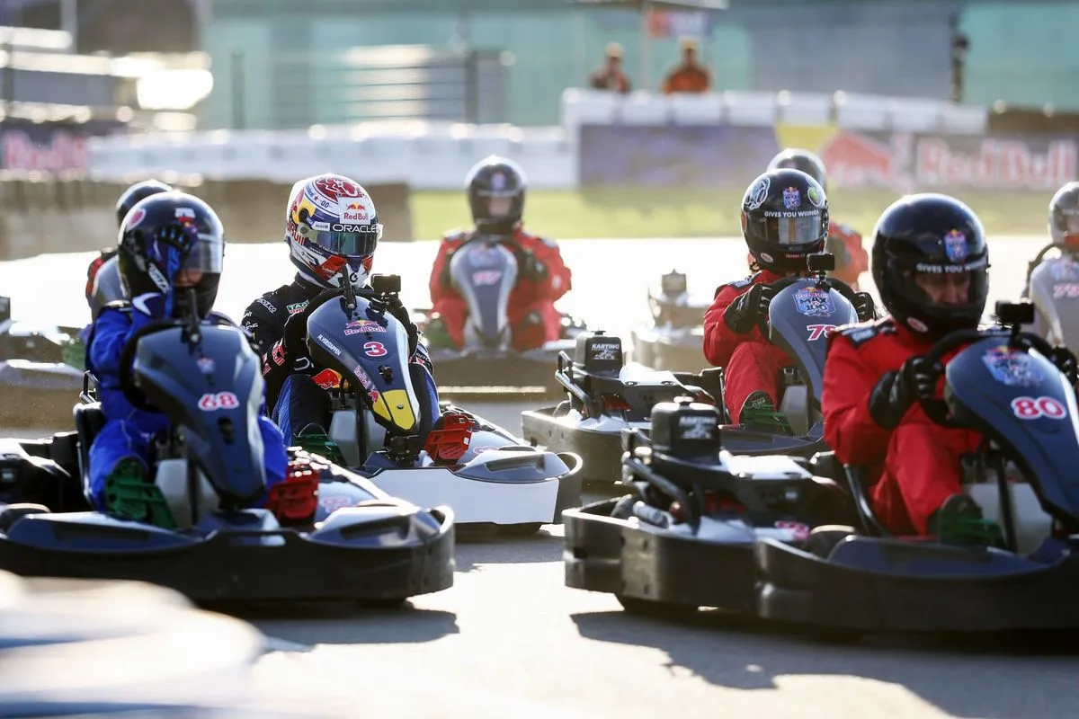 Max Verstappen triumphs over 100 karters in a dramatic Red Bull stunt race at Silverstone
