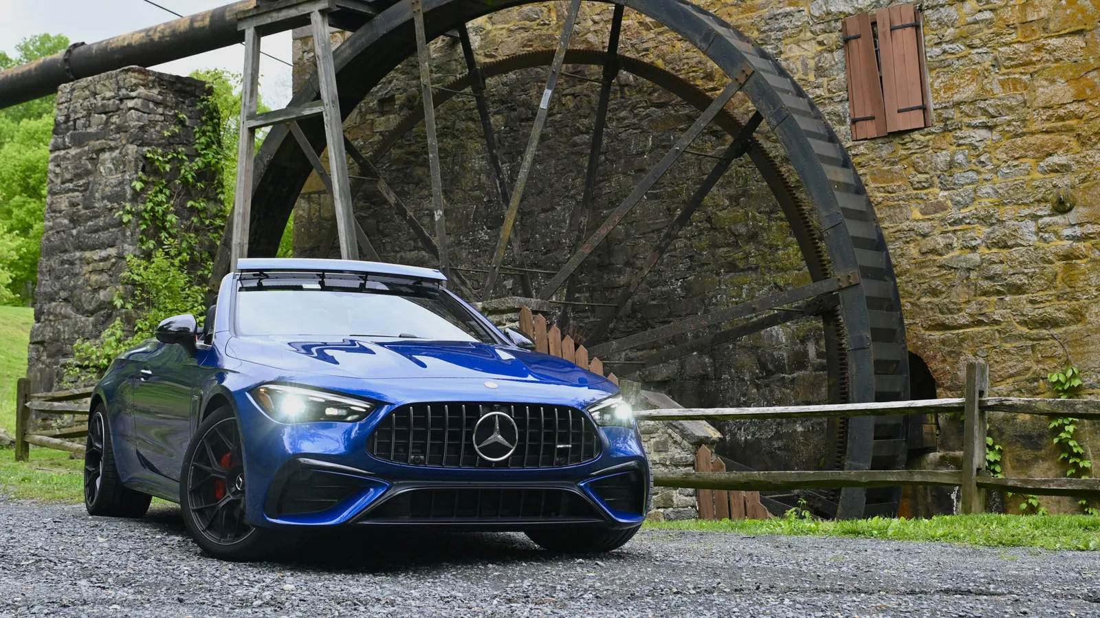 Mercedes-AMG CLE 53 Cabriolet parked gracefully during road tests showcasing its sleek design