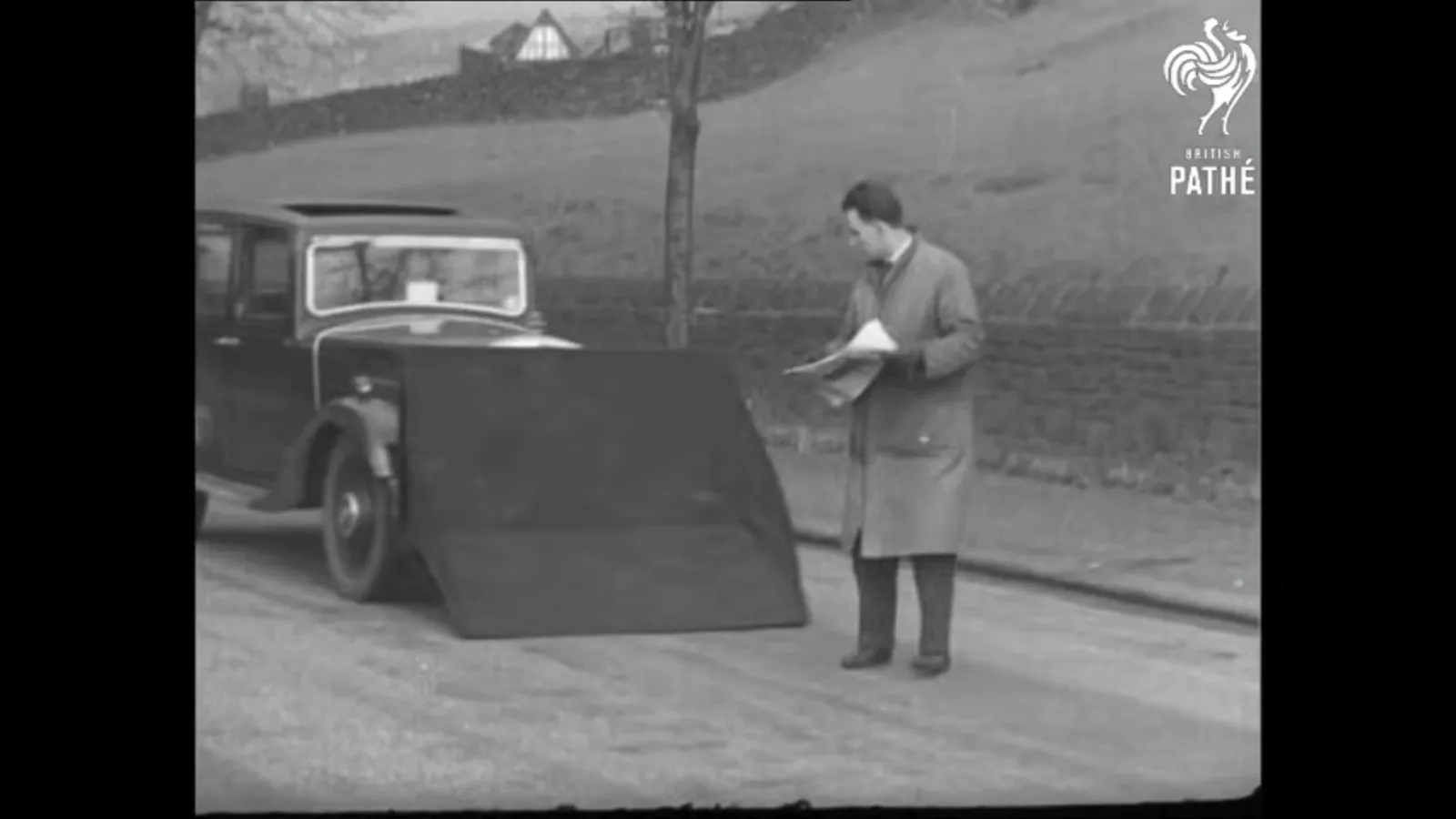Vintage 1930s pedestrian catcher device mounted on an early automobile to reduce road deaths