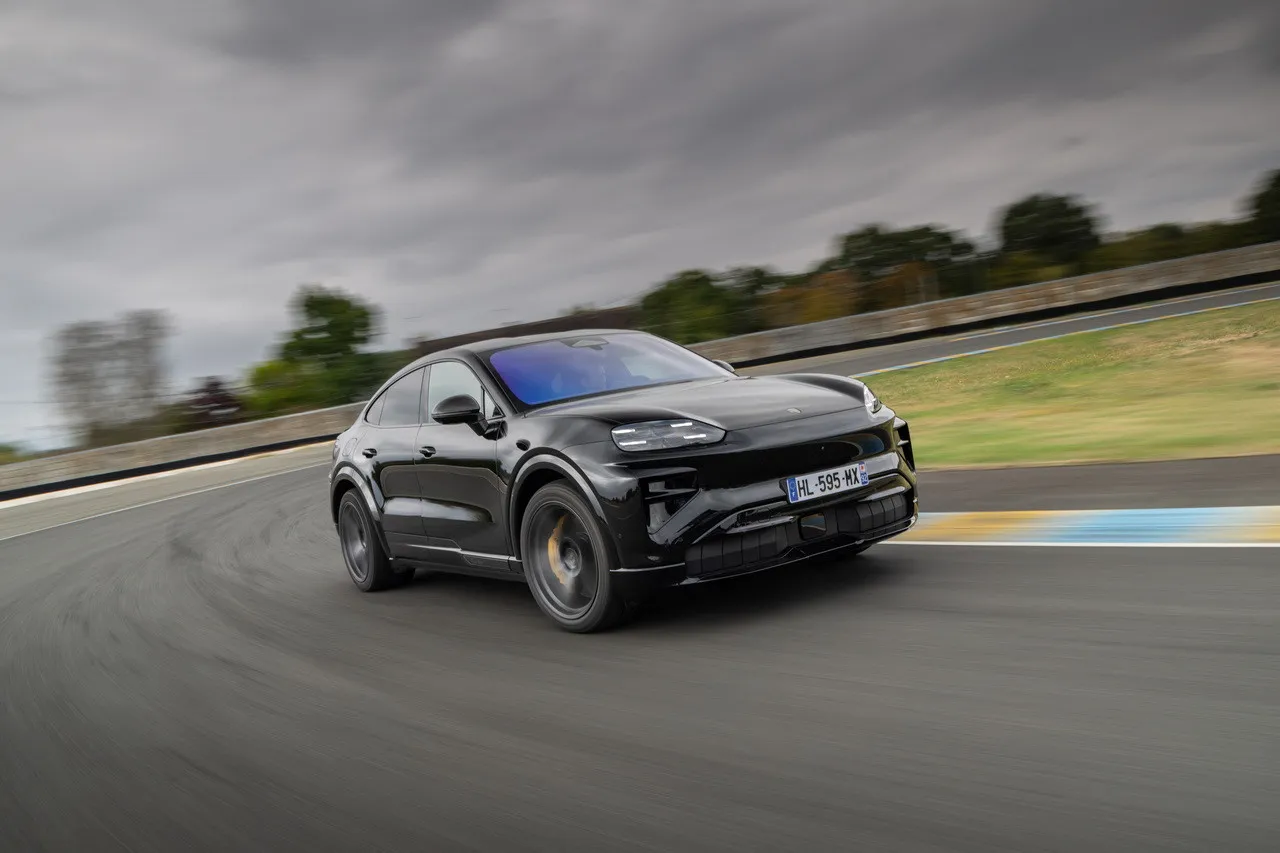 Porsche Cayenne Turbo Coupe Electric undergoing high performance testing on track