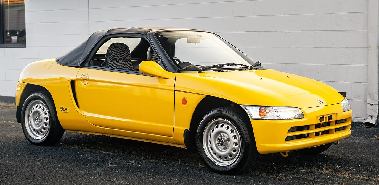 Honda Beat profile showcases the iconic mid-engine Japanese kei roadster