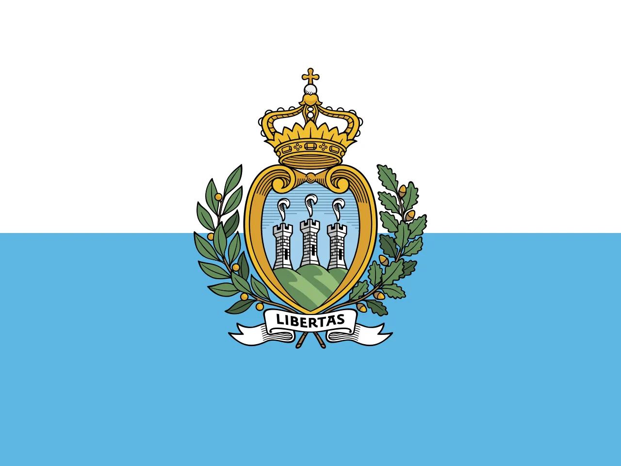 San Marino historic capital perched atop Monte Titano overlooking the Italian landscape