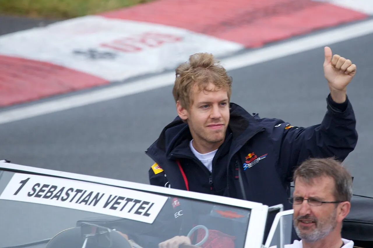 Sebastian Vettel celebrates a successful weekend during the 2011 Formula One World Championship