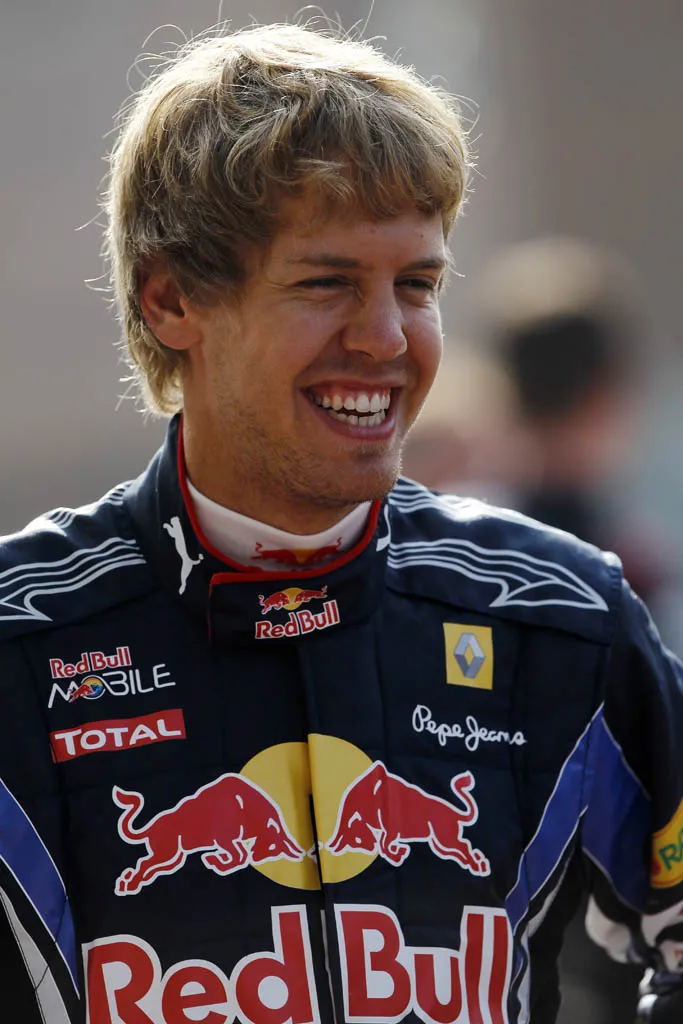 Sebastian Vettel celebrates historic championship victory during the 2010 Formula One season finale