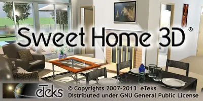 Sweet Home 3D architectural design software interface for 2D plans and 3D previews