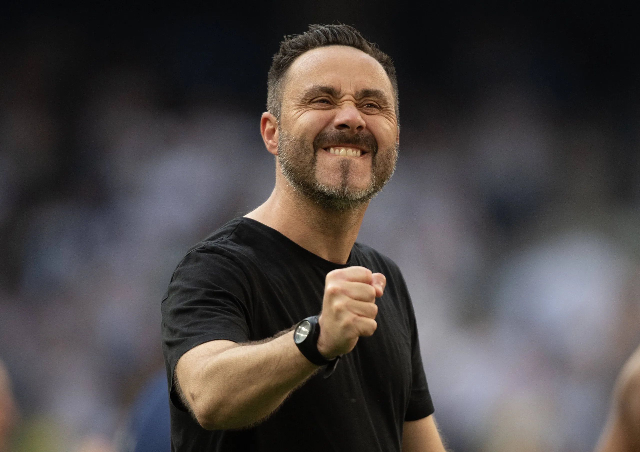 Tottenham Hotspur manager Roberto De Zerbi reacts during their Carabao Cup match against Liverpool at Anfield
