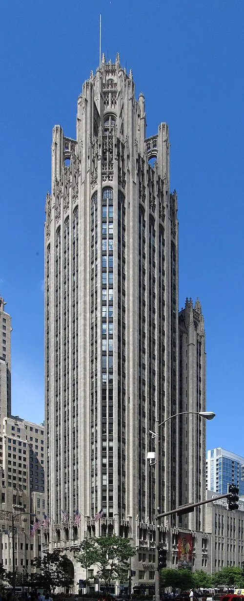 Chicago Tribune Tower stands as a historic neo-Gothic architectural masterpiece